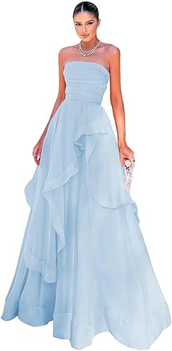Unique Strapless A-Line Prom Dresses Long Gala Dress Formal Off Shoulder Charming Evening Dress