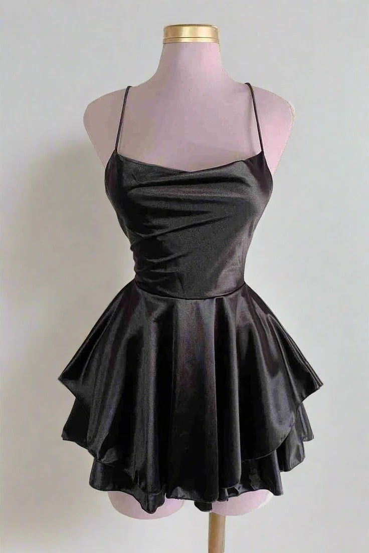 Lovely A-Line Sleeveless Satin Short Party Dress Simple Homecoming Dress Cute Formal Dress