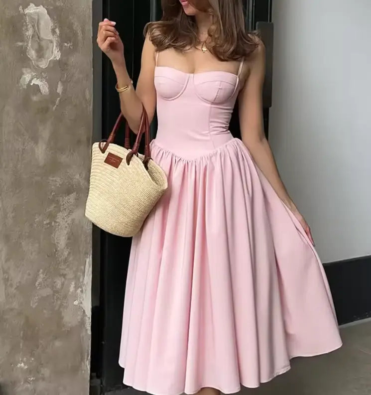 Lovely A Line Spaghetti Straps Sleeveless Prom Dress Sweet Vacation Party Dress Cute Wedding Guest Dress