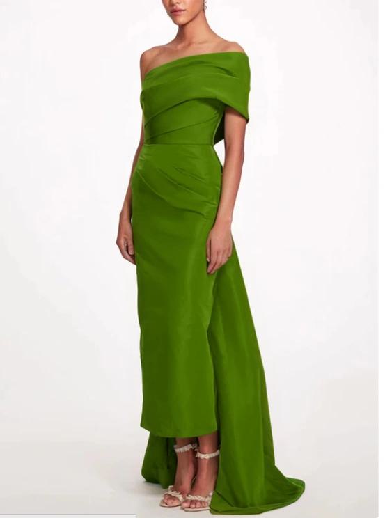 Sheath / Column Evening Gown Elegant Dress Formal Prom Sweep / Brush Train Sleeveless One Shoulder Taffeta Backless with Bow(s) Strappy Party Dresses Wedding Guest Dresses