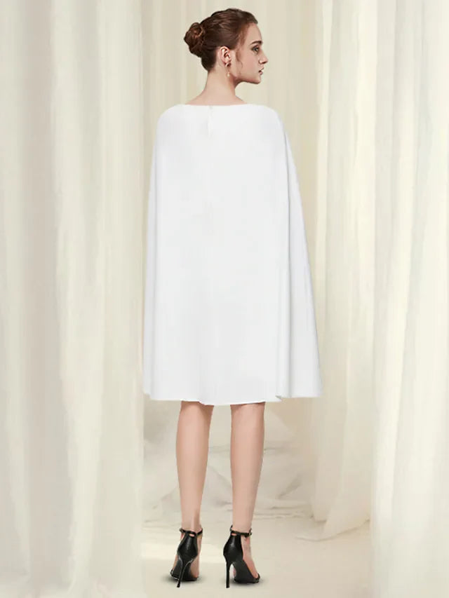 Minimalist Elegant Party Wear Engagement Dress Jewel Neck Sleeveless Knee Length Chiffon with Sleek