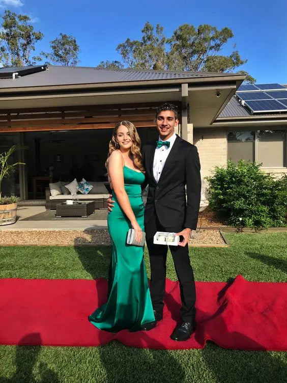 Mermaid Spaghetti Straps Green Sleeveless Long Formal Prom Dress Sexy Evening Party Gowns Charming Wedding Guest Dress