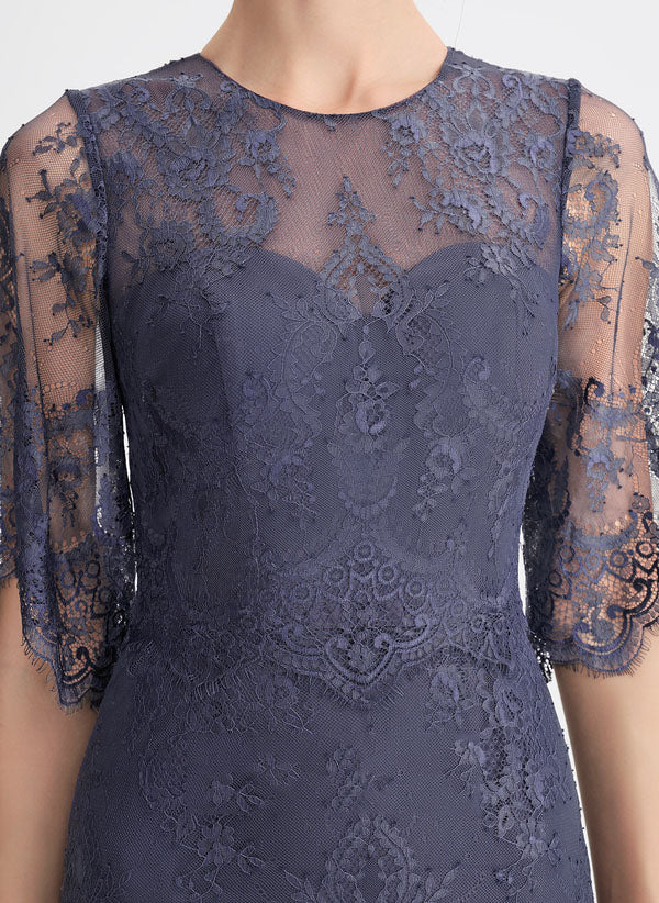 Elegant executive with low round neck and tight straight lace Mother Of The Bride Dresses Short Sleeve