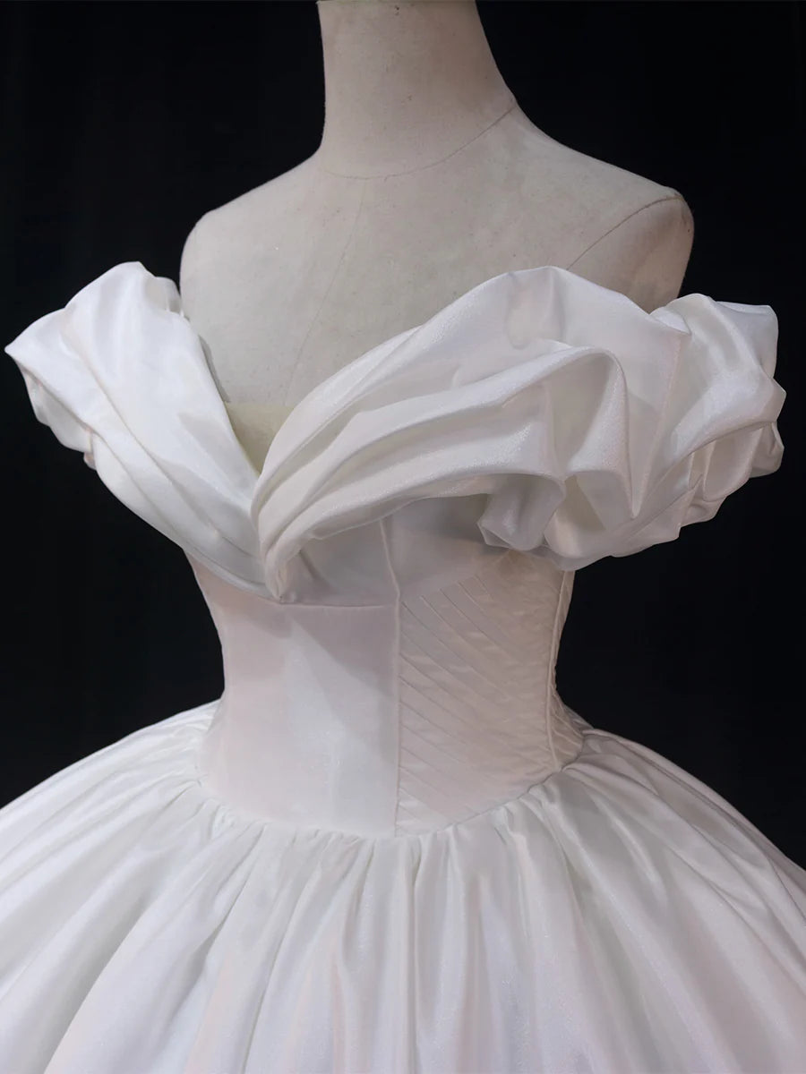 Ball Gown Quinceanera Dresses Princess Dress  Off Shoulder Satin Long Prom Dress Satin Formal Dress Wedding Dress