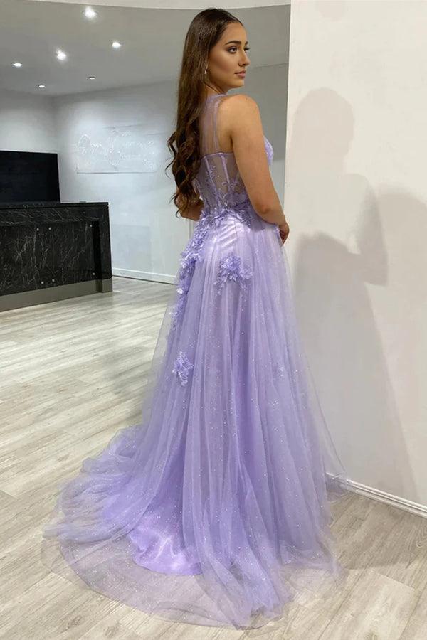 A Line Party Dresses Formal Dresses One Shoulder Tulle Prom Dresses Evening Dresses With Split