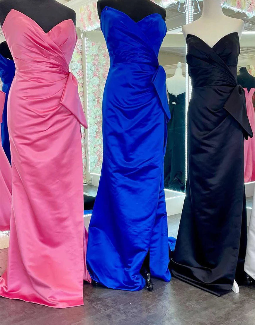 Strapless Sweetheart Hot Pink Prom Dress with Bow