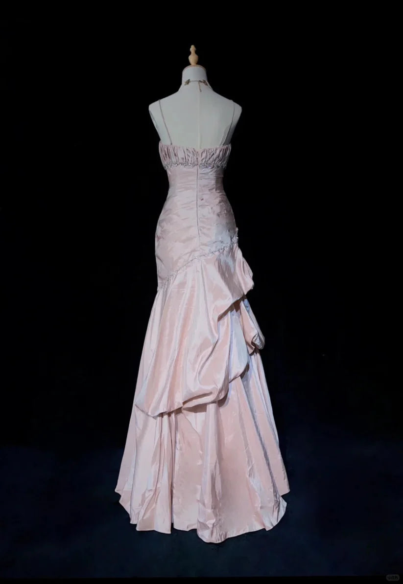 Sweet Spaghetti Straps Layered Pleated Long Formal Prom Dress Elegant Party Evening Gowns Charming Wedding Guest Dress