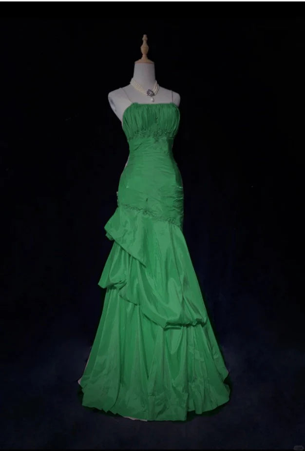 Sweet Spaghetti Straps Layered Pleated Long Formal Prom Dress Elegant Party Evening Gowns Charming Wedding Guest Dress