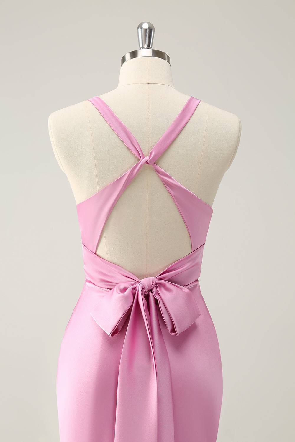 Elegant Gowns Evening Dresses Halter Pink V Neck Long Prom Dress Formal Party Dress Charming