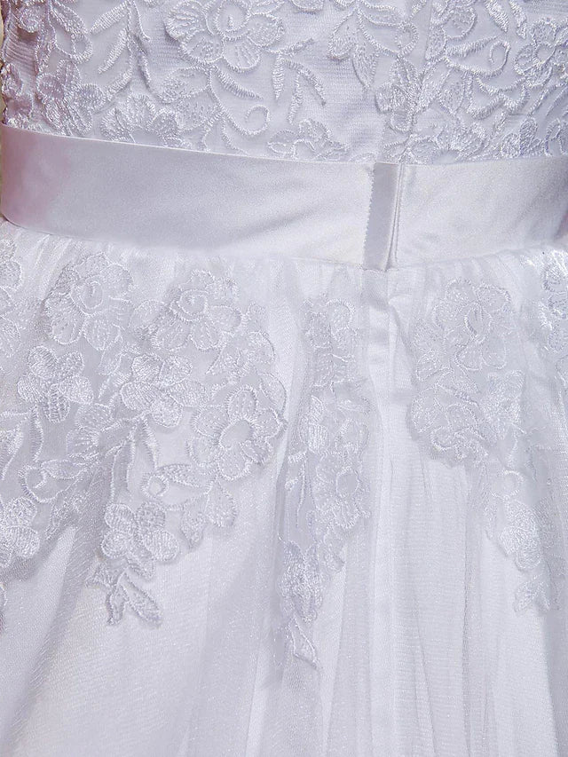 Ball Gown A-Line Wedding Dresses Scoop Neck Lace Tulle Sleeveless