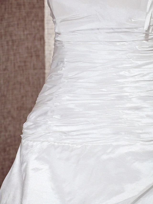 Princess A-Line Ball Gown Wedding Dresses One Shoulder Cathedral Train Taffeta Sleeveless Floor Length&nbsp;