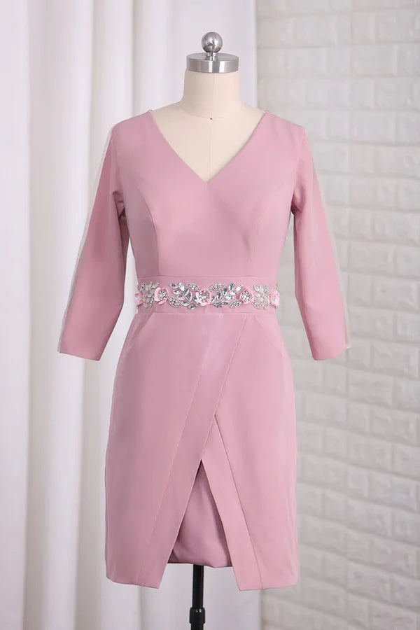 Elegant V-neck satin backless set with beaded bride Mother Of The Bride Dress