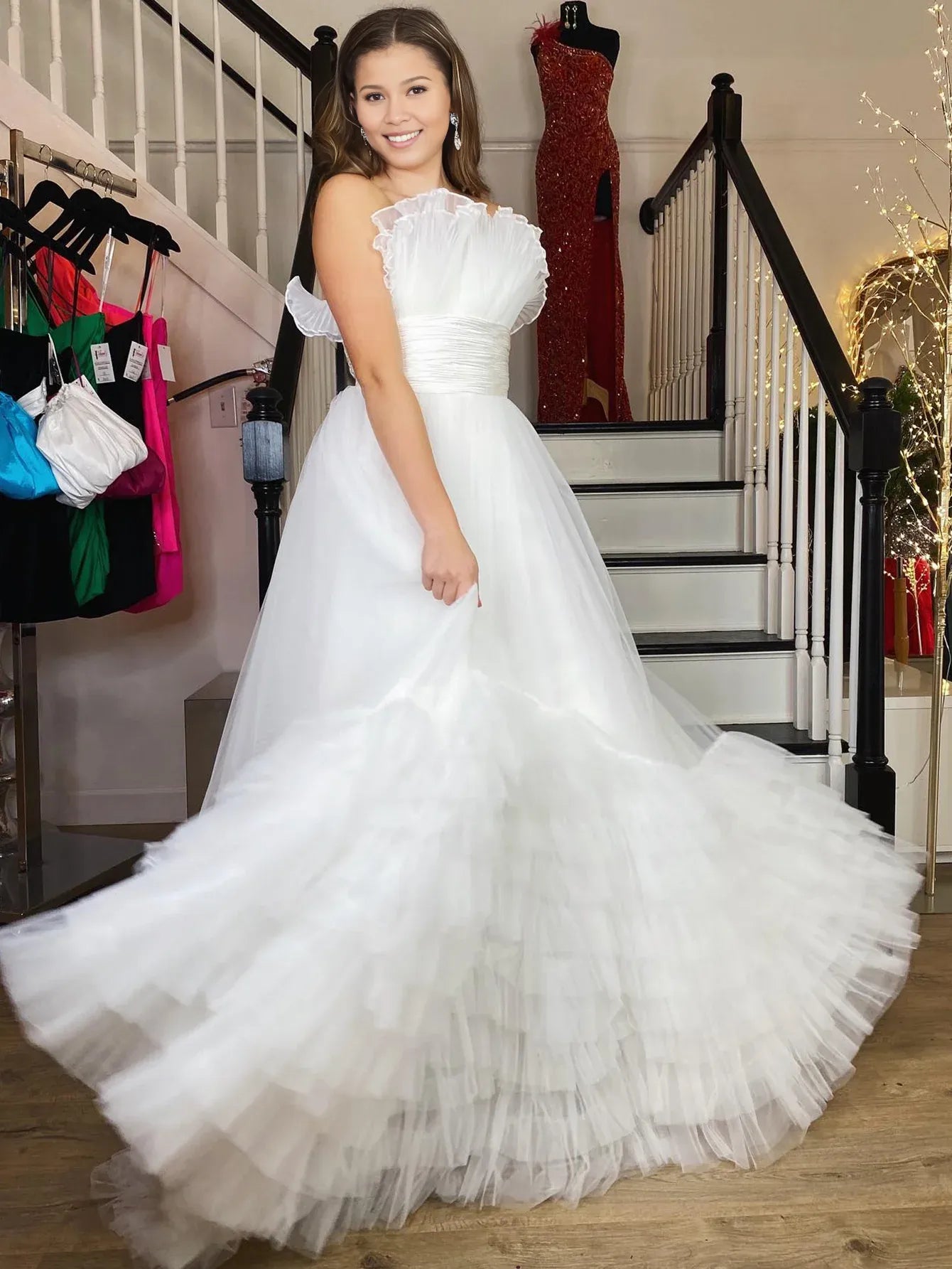 A Line Sweetheart Strapless Long Prom Dress