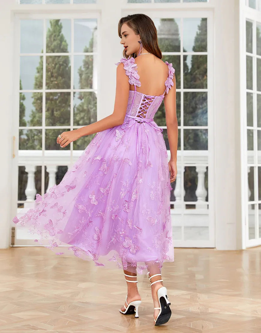 A Line Sweetheart Butterflies Appliques Prom Dress