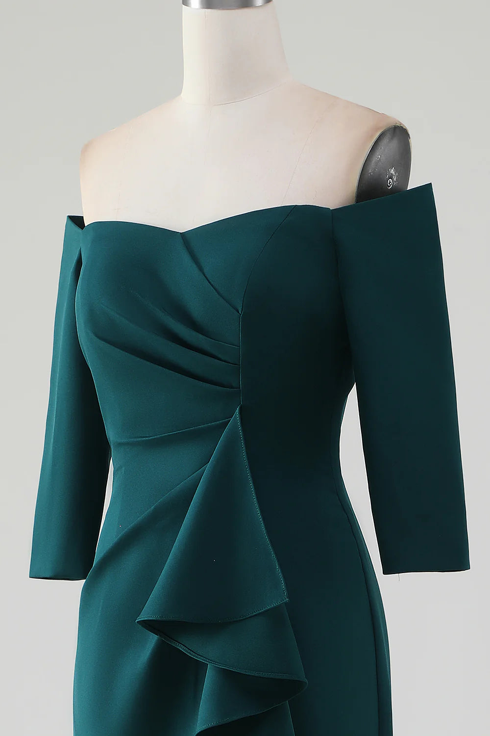 Mermaid Off The Shoulder Cascading Ruffle Mother Of The Bride Dress With Slit