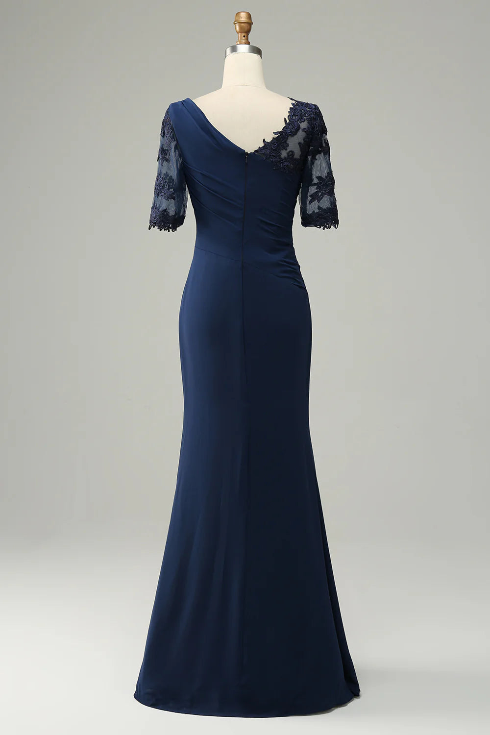 Sheath Scoop Neck Navy Mother of Bride Dress with Appliques
