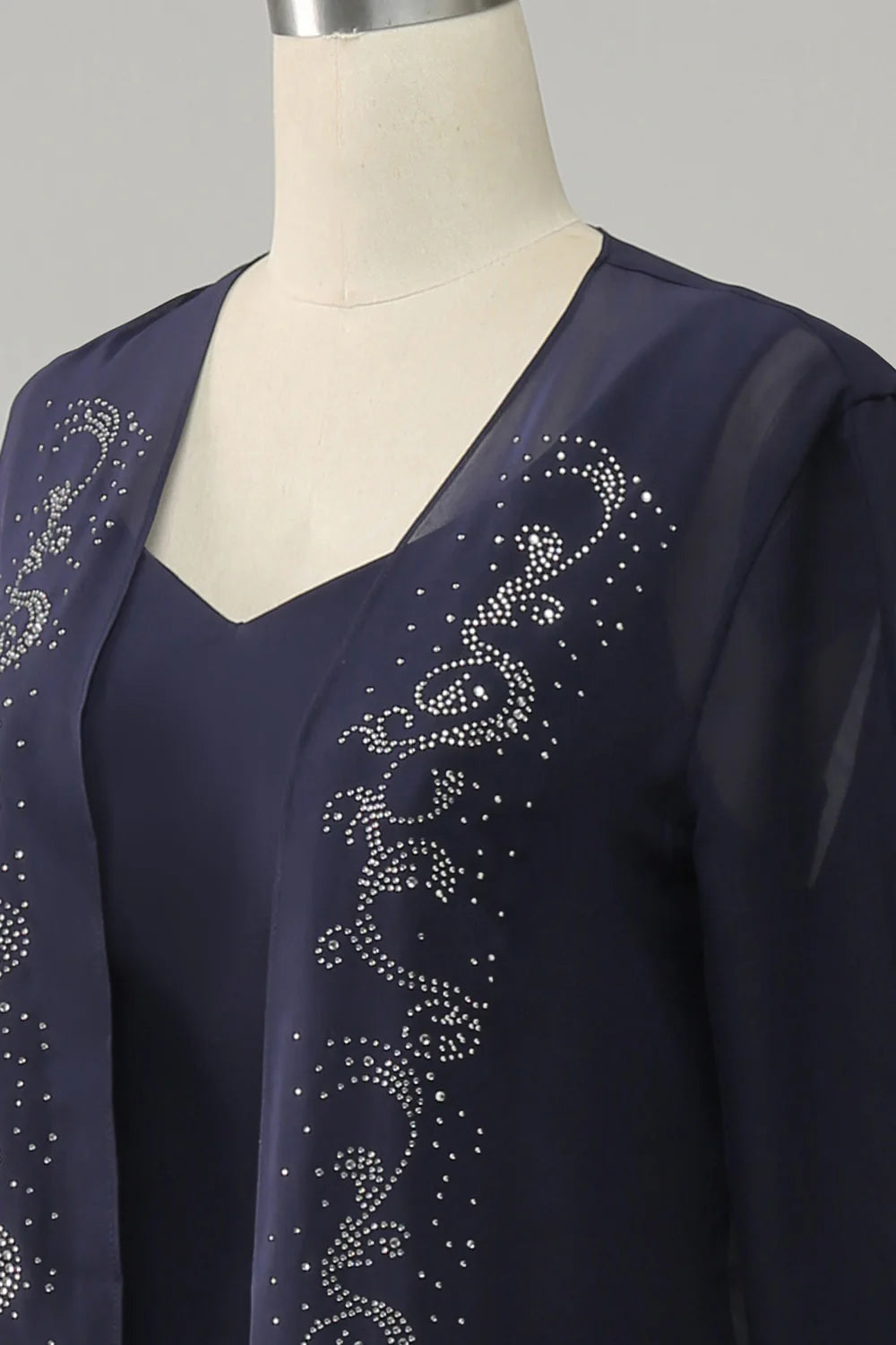 Two Pieces Sleek Glitter Sparking Long Mother of the Bride Dress