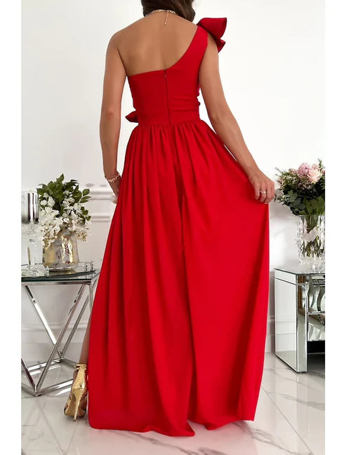 Party Dress Homecoming Dress Swing Dress Long Dress Maxi Dress Wine Red Green Sleeveless Pure Color Patchwork Summer Spring Cold Shoulder Stylish Wedding Guest