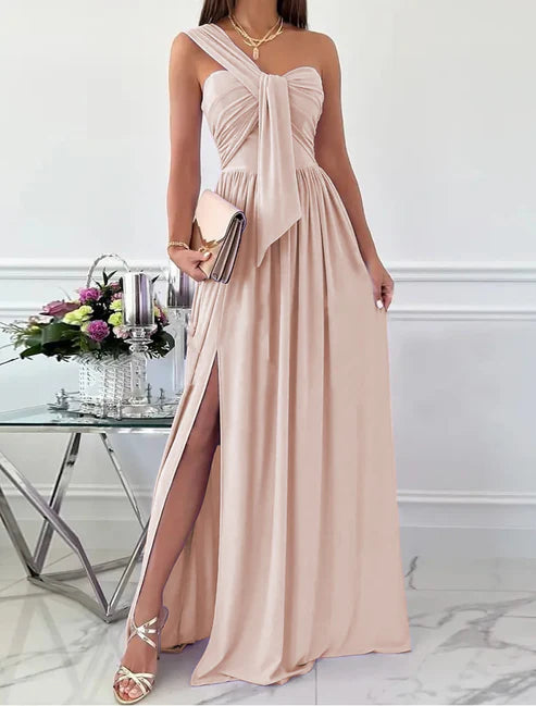 Women‘s Formal Party Dress Wedding Guest Dress Long Dress Maxi Dress Light Pink Black Red Sleeveless Pure Color Ruched Spring Summer Halter