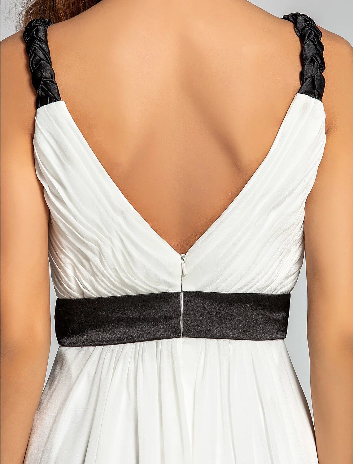 Elegent Sheath / Column V Neck Floor Length Georgette Bridesmaid Dress with Sash / Ribbon