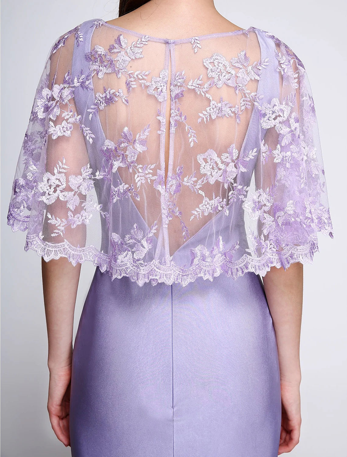 Solid Color Mermaid / Trumpet Bridesmaid Dress V Neck Sleeveless Wrap Included Sweep / Brush Train Jersey with Lace