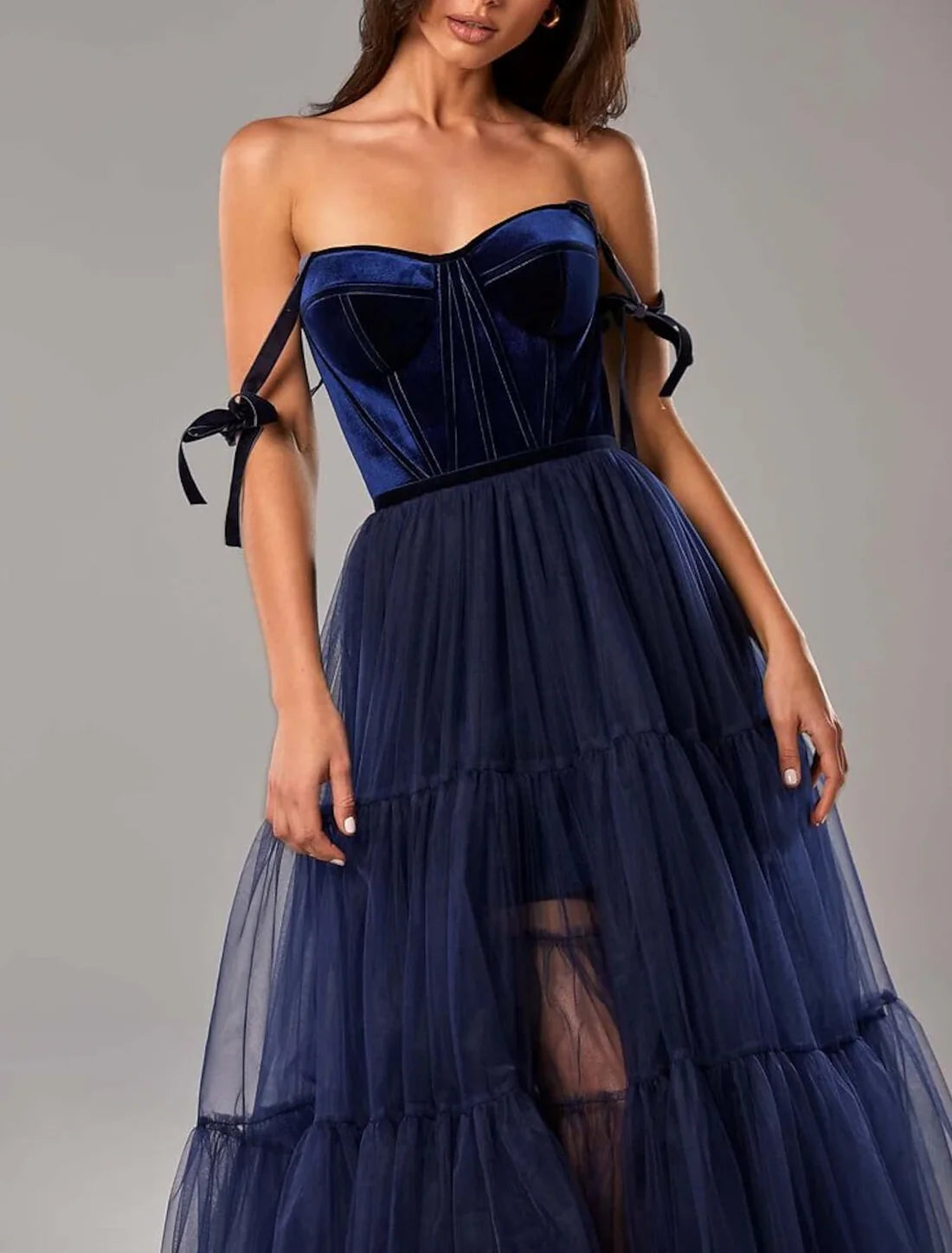 A-Line Prom Dresses Cocktail Dresses Elegant Dress Wedding Guest Prom Tea Length Sleeveless Strapless Tulle with Pleats Pure Color