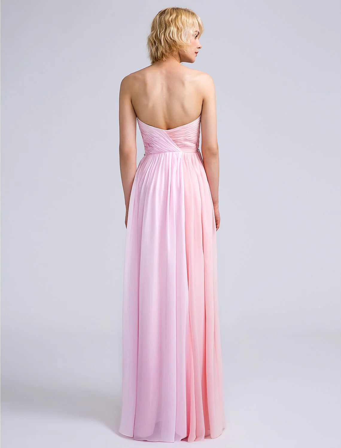 Sheath / Column Bridesmaid Dress Sweetheart Sleeveless Open Back Floor Length Chiffon with Criss Cross Solid Color