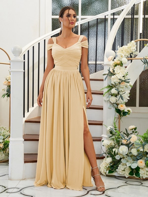 A-Line/Princess Jersey Ruffles Sweetheart Sleeveless Floor-Length Bridesmaid Dresses
