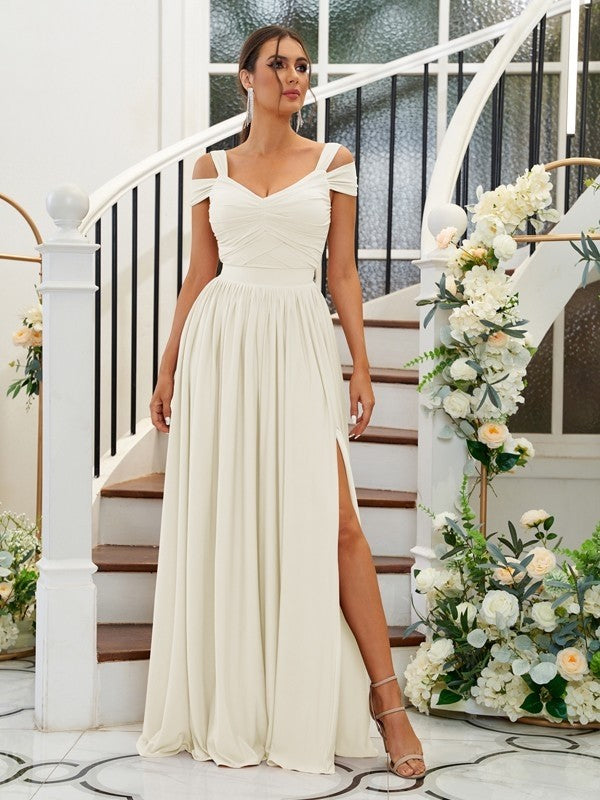 A-Line/Princess Jersey Ruffles Sweetheart Sleeveless Floor-Length Bridesmaid Dresses