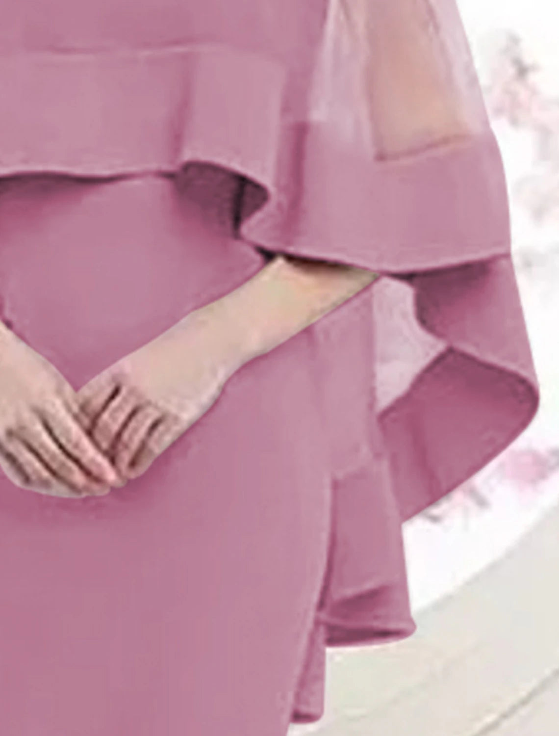 A Line  Square Neck Knee Length Wedding Guest Party Dress Satin Tulle 3/4 Length Sleeve Mother of the Bride Dress  with Appliques