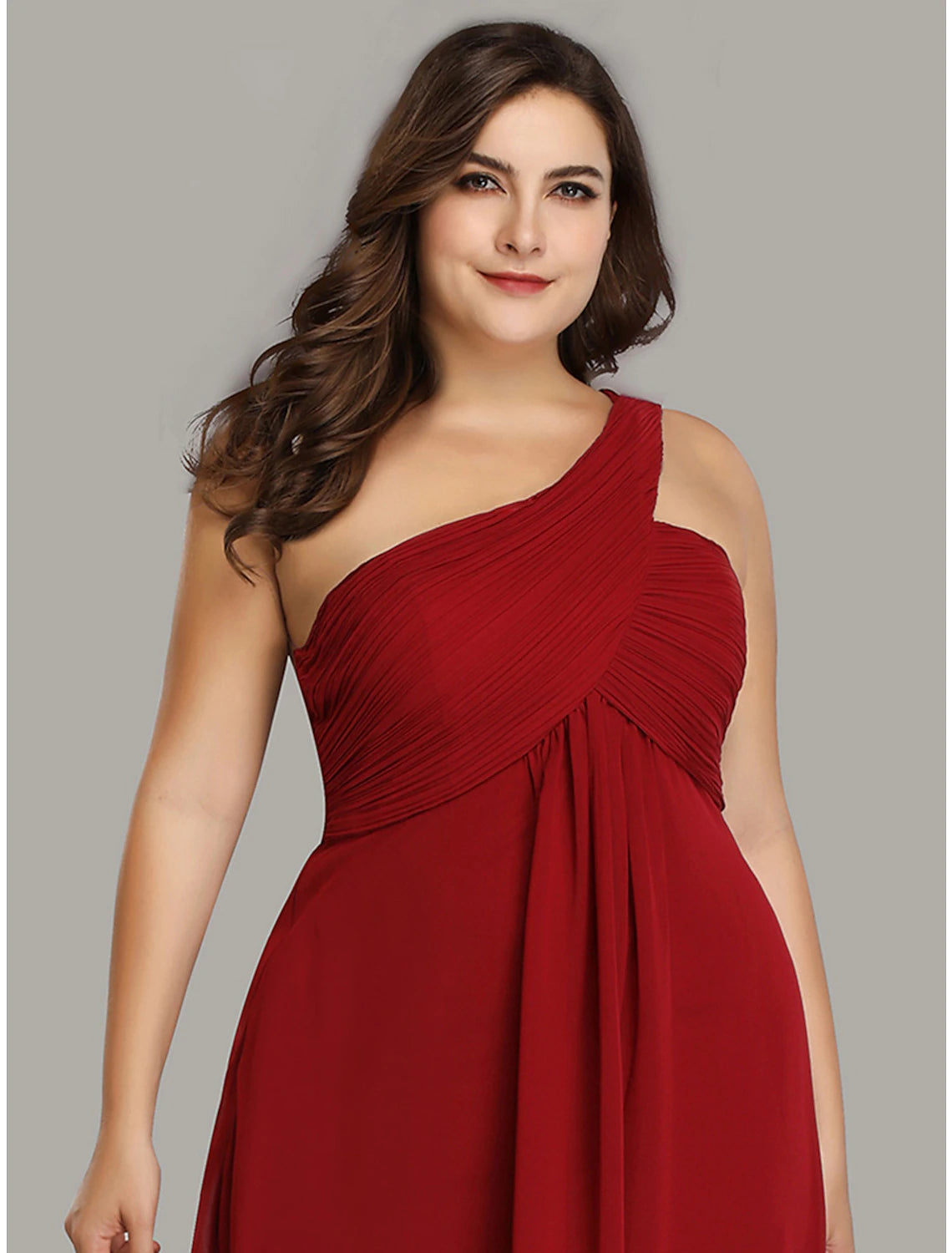 A-Line Evening Gown Empire Dress Wedding Guest Formal Evening Floor Length Sleeveless One Shoulder Bridesmaid Dress Chiffon Backless with Pleats Draping