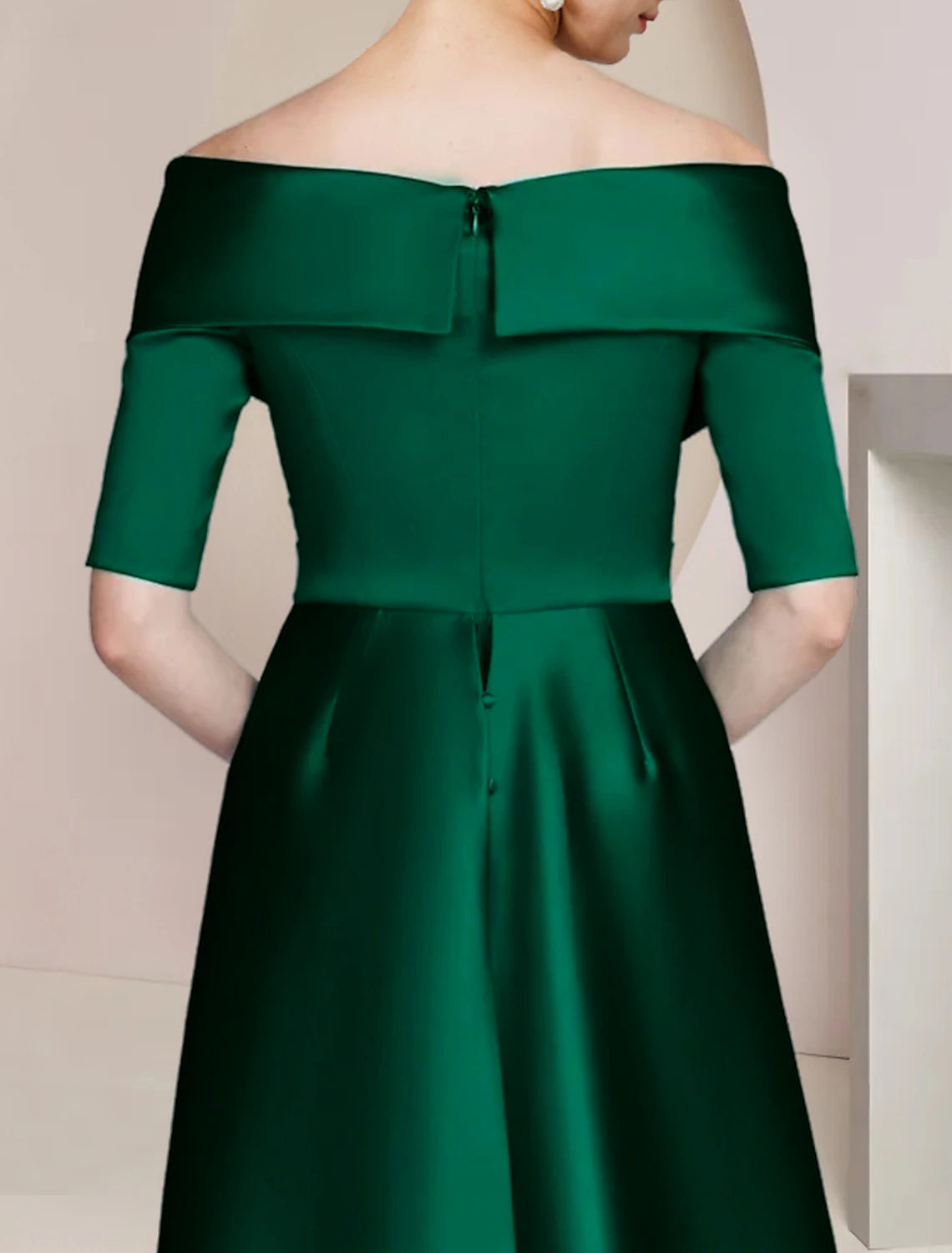 Sheath Column Off Shoulder Floor Length Wedding Guest  Half Sleeve  Mother of the Bride Dress with Ruching