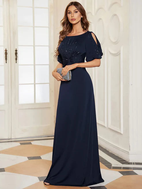 Trendy Round Neck Bodycon Wedding Guest Dress with Half Sleeves/Prom Dresses Party Dresses Wedding Guest Dresses