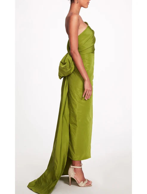 Sheath / Column Evening Gown Elegant Dress Formal Prom Sweep / Brush Train Sleeveless One Shoulder Taffeta Backless with Bow(s) Strappy Party Dresses Wedding Guest Dresses