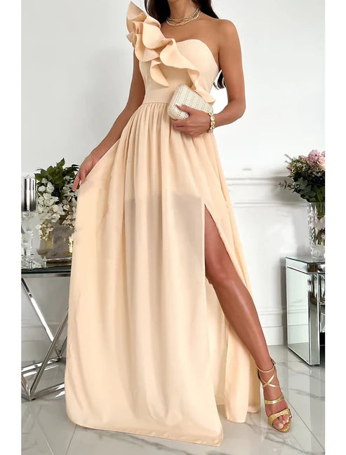 Party Dress Homecoming Dress Swing Dress Long Dress Maxi Dress Wine Red Green Sleeveless Pure Color Patchwork Summer Spring Cold Shoulder Stylish Wedding Guest