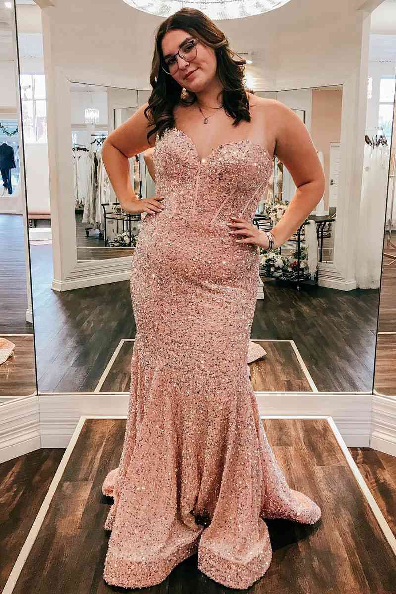 Sheath Mermaid Light Blue  Sweep/Brush Train Dresses Sparking Sequin Long Prom Dress