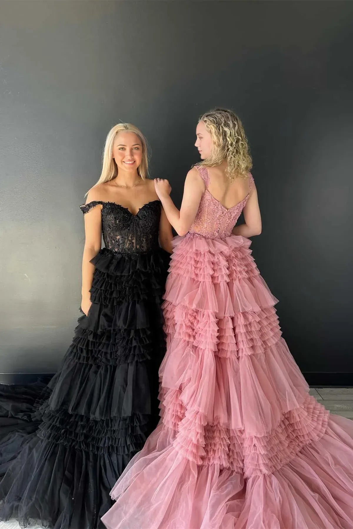 Sheath Tiered Lavender Off the Shoulder  Sweep/Brush Train Dresses Lace Corset Prom Dress With Ruffle Beautiful