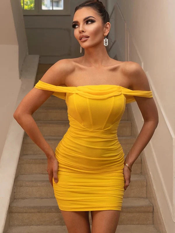 Sheath Pleated Off Shoulder Sleeveless Short Homecoming Dress Sexy Birthday Party Dress