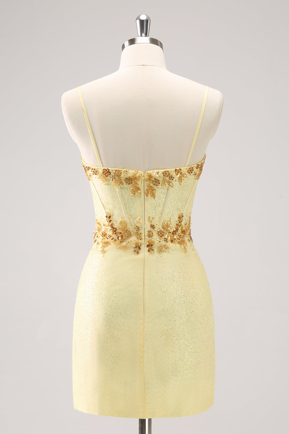 Sparkly Yellow Bodycon Corset Short Homecoming Dress with Beading Sexy