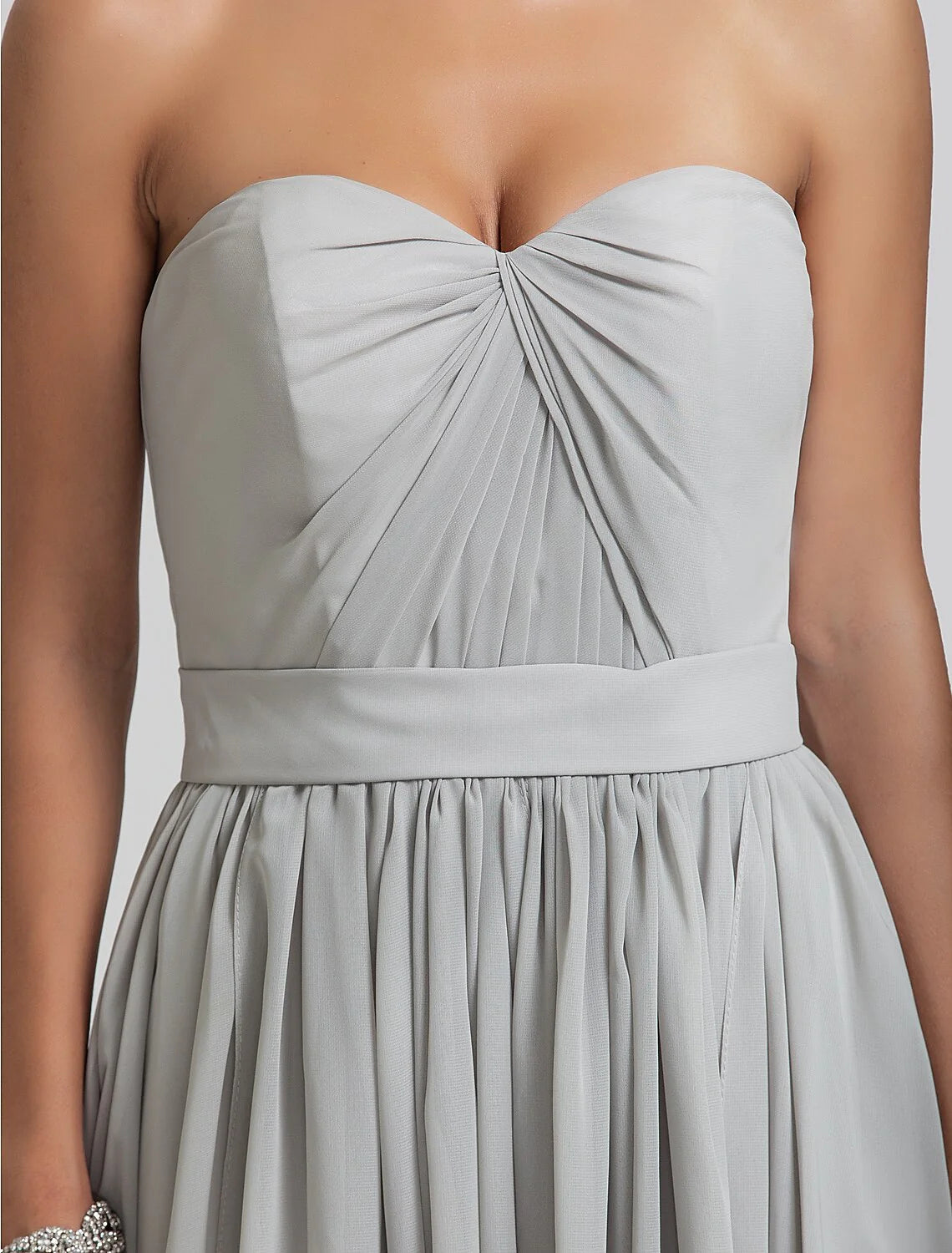 Solid Color Sheath / Column Sweetheart Neckline Floor Length Chiffon Bridesmaid Dress with Draping / Side Draping / Tassel