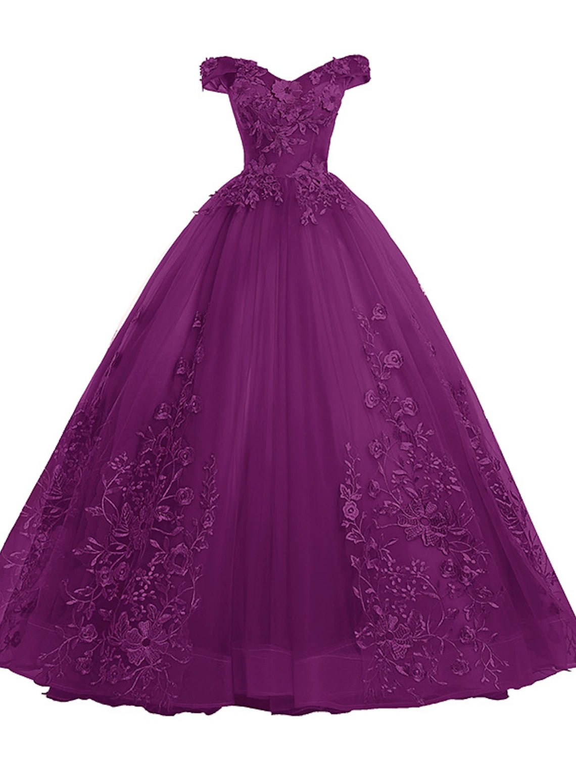Ball Gown Quinceanera Dresses Princess Dress Floor Length Sleeveless Off Shoulder Polyester with Appliques