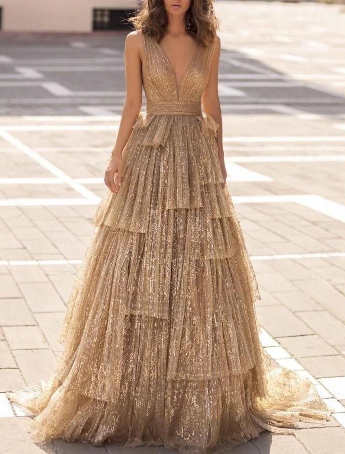 Ball Gown A-Line Prom Dresses Elegant Dress Formal Prom Floor Length Sleeveless V Neck Tulle with Ruched