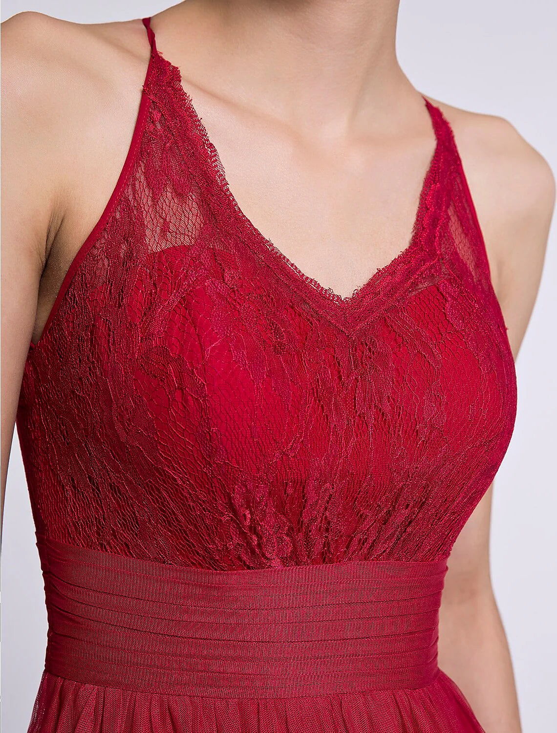 Sheath / Column Bridesmaid Dress Halter Neck Sleeveless See Through Ankle Length Lace / Tulle with Lace