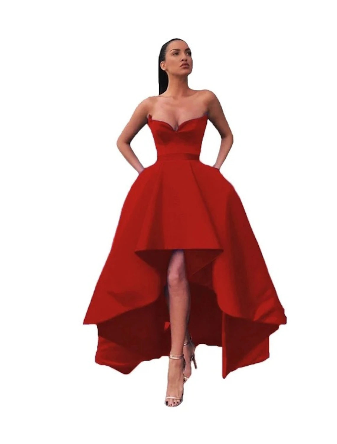 A-Line Prom Dresses Wedding Guest Prom Asymmetrical Sleeveless Off Shoulder Pocket Satin with Pocket