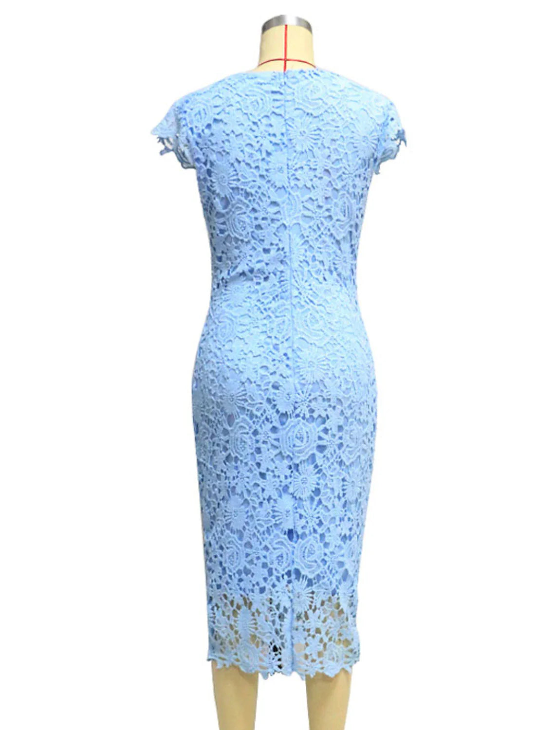 Sheath / Column Cocktail Dresses Vintage Dress Wedding Guest Tea Length Short Sleeve Jewel Neck Lace with Lace Insert Pure Color