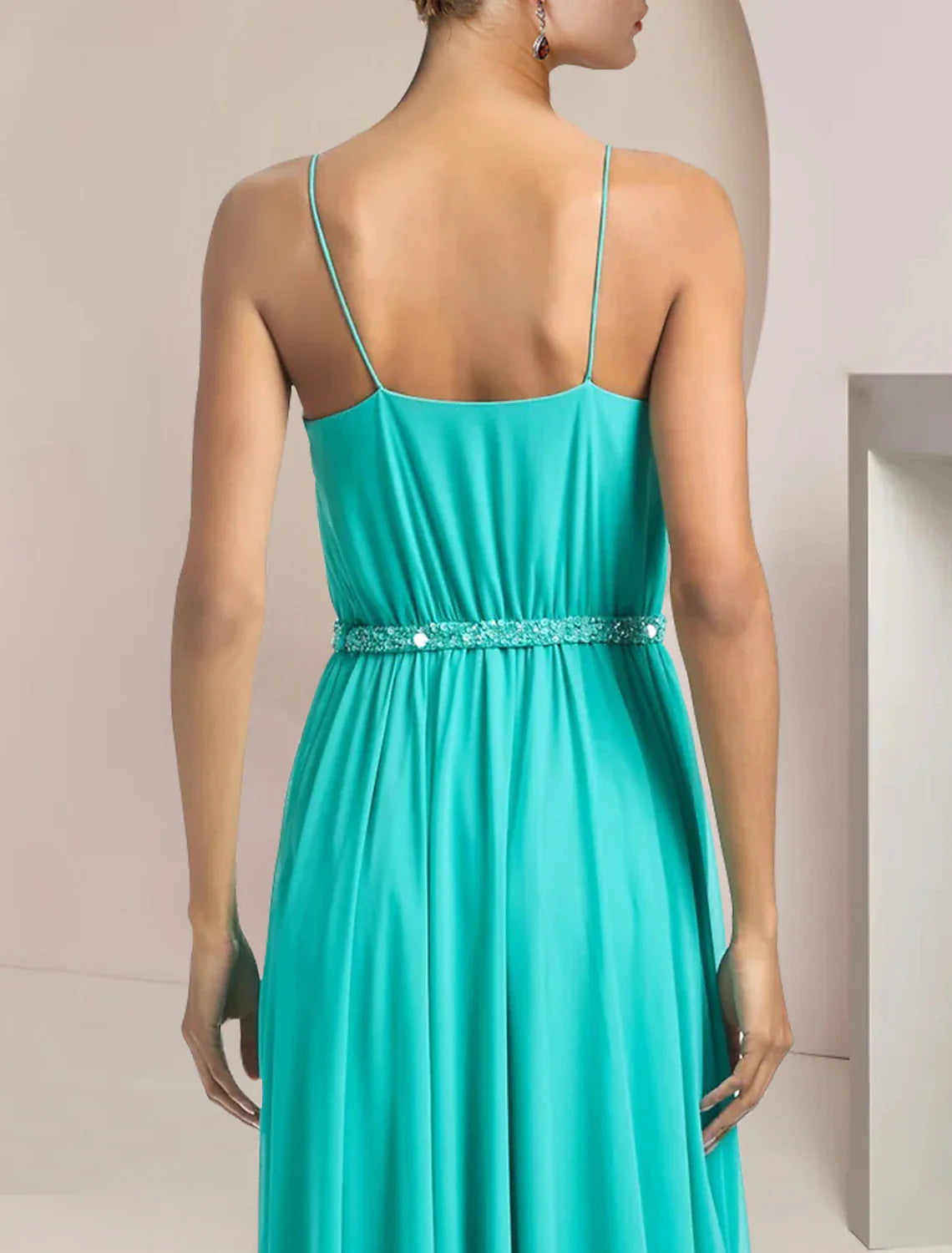 Two Piece Jumpsuits / Pantsuit Mother of the Bride Dress Formal Wedding Guest Elegant Scoop Neck Tea Length Chiffon Sleeveless with Beading Appliques