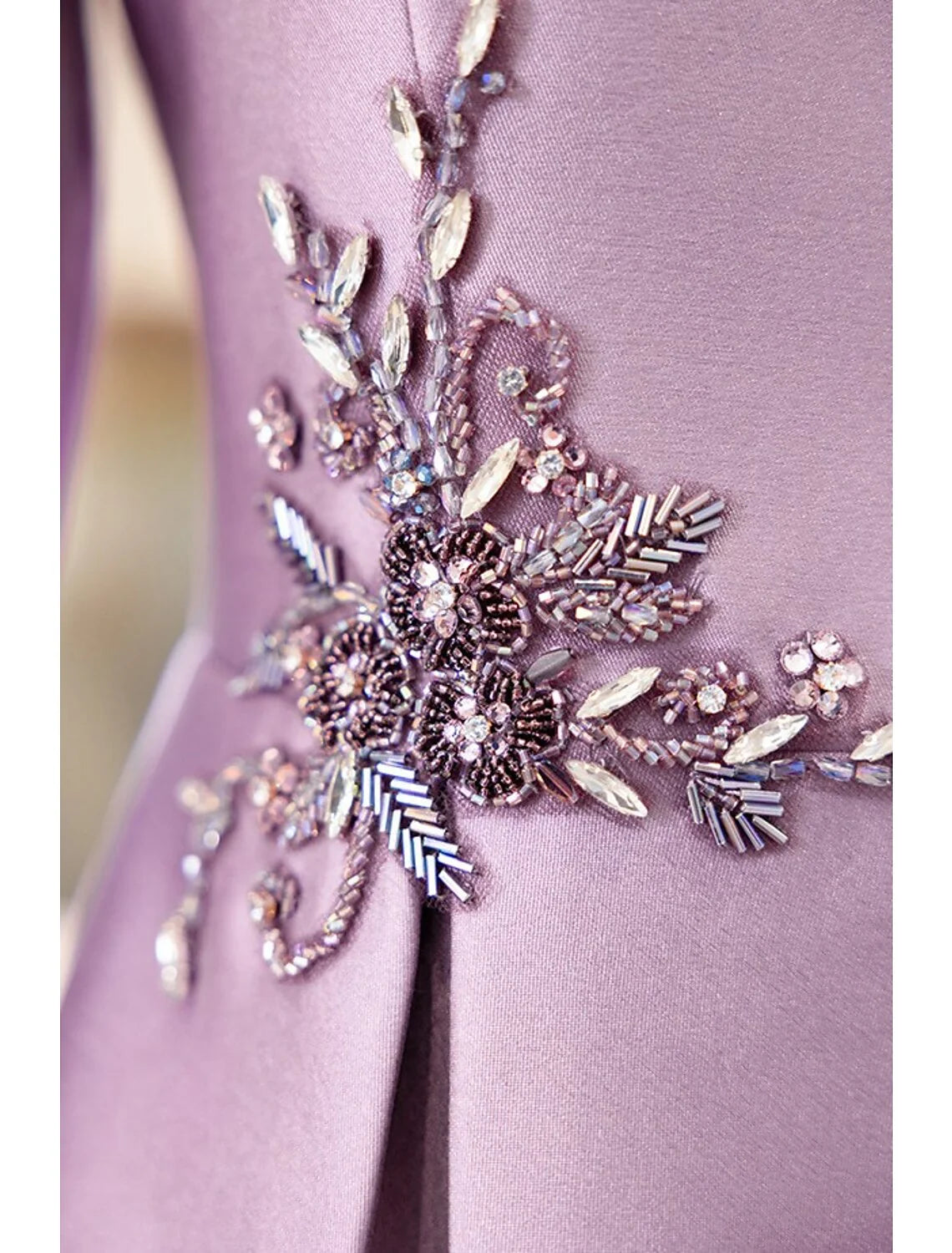 Two Piece Cocktail Dresses Elegant Dress Wedding Party Tea Length Long Sleeve V Neck Satin with Appliques Mother of the Bride Dress