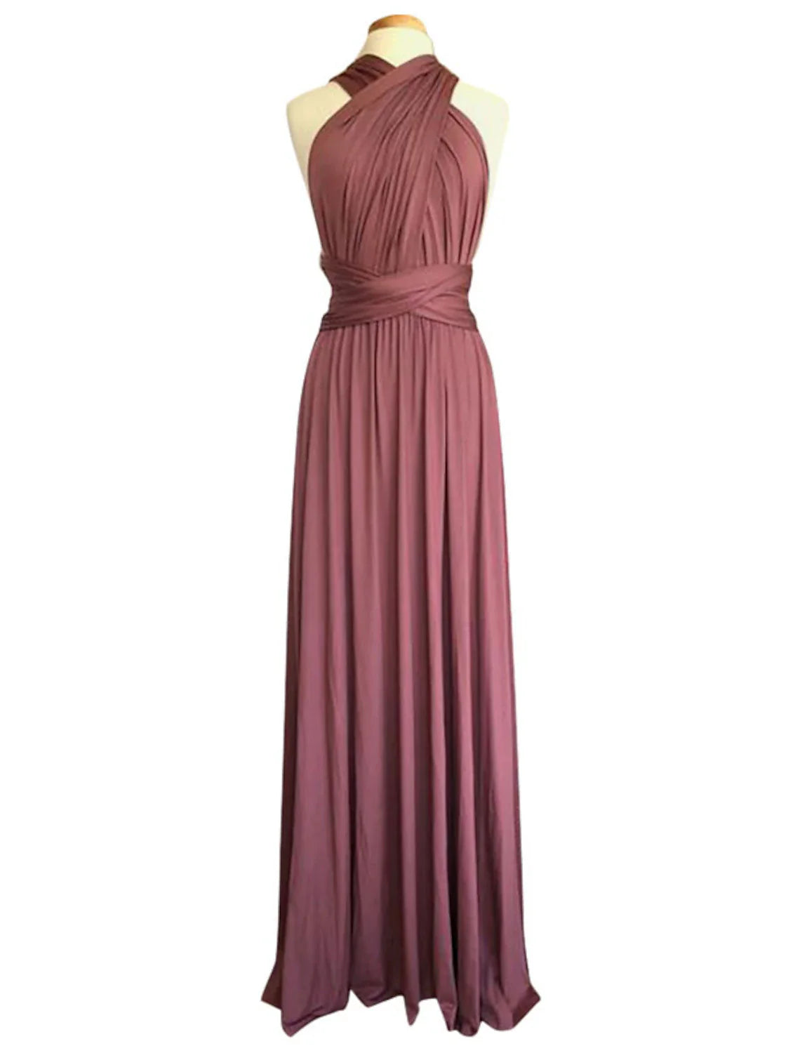 Column Bridesmaid Dress Cross Front / V Neck Sleeveless Elegant Floor Length Spandex with Draping / Ruching