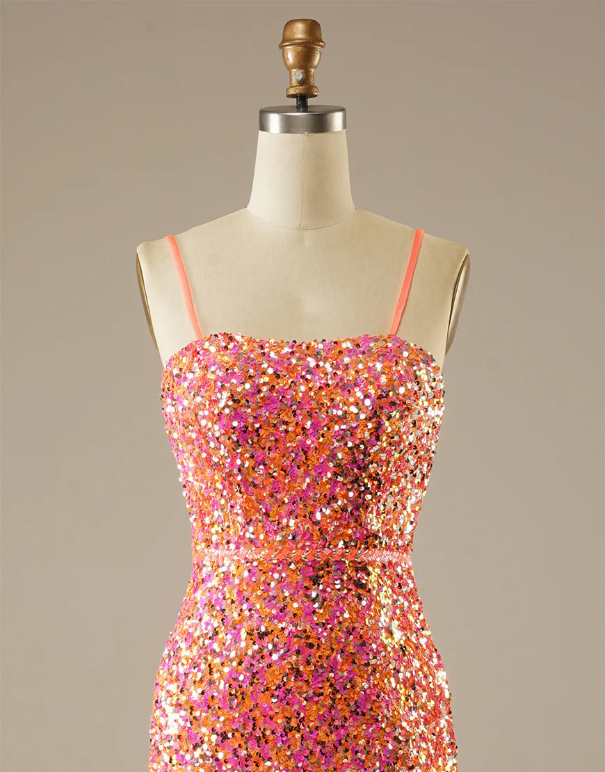 Sheath/Mermaid  Sleek Glittering Sparkle Spaghetti Straps Prom Dress