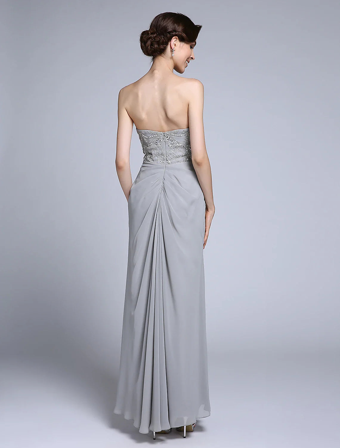 Sheath / Column Mother of the Bride Dress Convertible Dress Ankle Length Chiffon Half Sleeve No with Sequin Side Draping